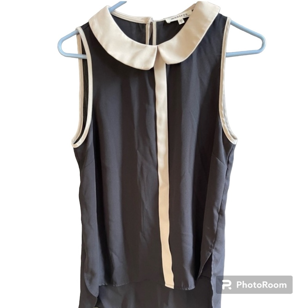 Monteau Black and Cream Sleeveless Top